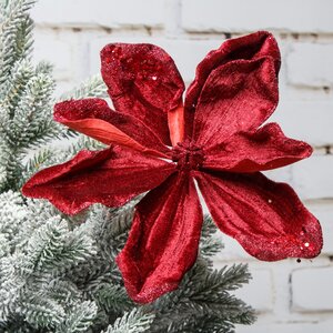 Искусственный цветок Магнолия Vercelli Rosso 23 см, клипса Edelman фото 1