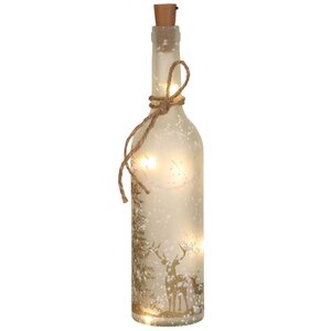 Декоративный светильник бутылка Лесная Опушка 31 см с бежевым рисунком, на батарейках Edelman фото 2