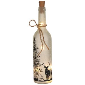 Декоративный светильник бутылка Лесная Опушка 31 см с черным рисунком, на батарейках Edelman фото 2