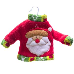 Елочная игрушка Рождественская Одежка - Свитер с Сантой, 13 см, подвеска Edelman фото 1