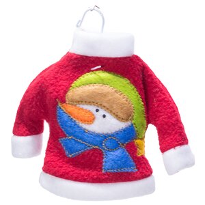 Елочная игрушка Рождественская Одежка - Свитер со снеговиком 13 см, подвеска Edelman фото 1