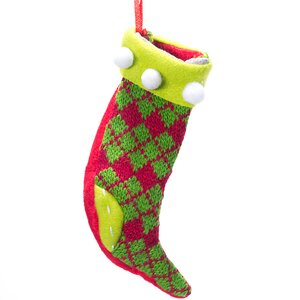 Елочная игрушка Рождественская Одежка - Носок в клеточку, 13 см, подвеска