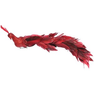 Декоративная фигура Павлин Бениамино - птица Шангри-Ла 41 см, рубиновая, клипса Edelman фото 1