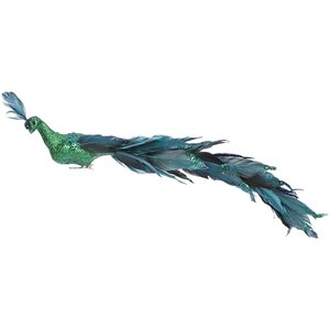 Декоративная фигура Павлин Бениамино - птица Шангри-Ла 41 см, лазурная, клипса Edelman фото 1