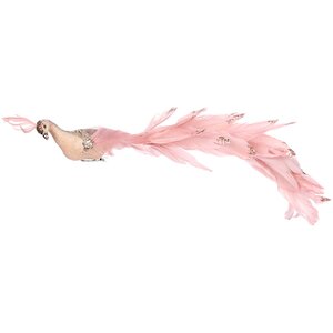 Декоративная фигура Павлин Бениамино - птица Шангри-Ла 41 см, розовая, клипса Edelman фото 1