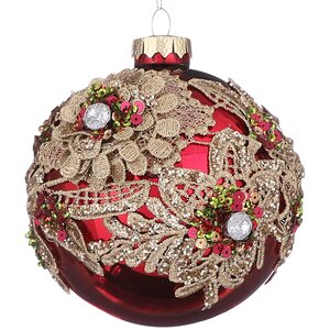 Стеклянный елочный шар Бурбон-Конде 10 см, красный Noel Collection (Katherine’s Style) фото 1