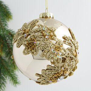 Стеклянный елочный шар Бурбон-Конде 10 см, золотой