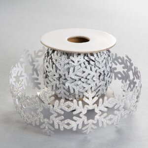 Декоративная клейкая лента Снежинки - Winter Story 300*4 см серебряная Edelman фото 1