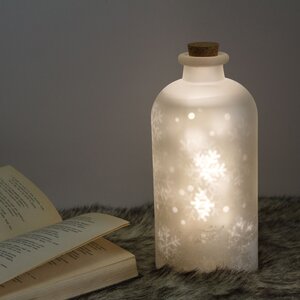 Декоративный светильник Dancing Snowflakes 24 см, теплая белая LED подсветка, на батарейках, стекло, уцененный