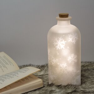 Декоративный светильник Dancing Snowflakes 24 см, теплая белая LED подсветка, на батарейках, стекло, уцененный Edelman фото 2