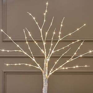 Светодиодное дерево Белая Береза 60 см, 96 теплых белых LED ламп, на батарейках, IP20 Edelman фото 3