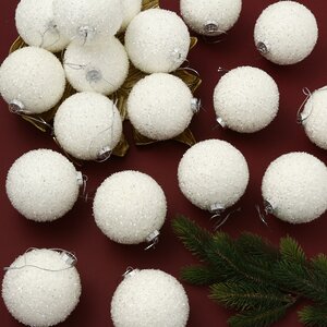 Набор елочных шаров Fluffy Shine: Белый 10 см, 24 шт Edelman фото 1