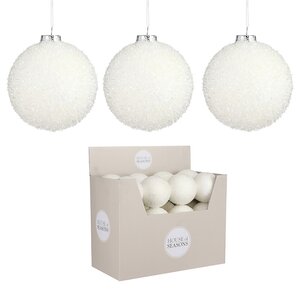 Набор елочных шаров Fluffy Shine: Белый 10 см, 24 шт