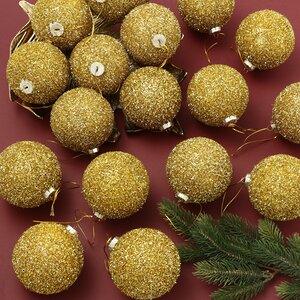 Набор елочных шаров Fluffy Shine: Золотой 10 см, 24 шт Edelman фото 1