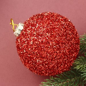Набор елочных шаров Fluffy Shine: Красный 8 см, 24 шт Edelman фото 2