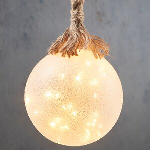 Подвесной светильник на канате Шар Бранилейв 14 см, 30 теплых белых LED ламп, на батарейках, таймер, стекло Edelman фото 1