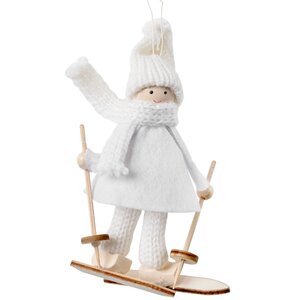 Елочная игрушка Девочка Бри на лыжах 11 см в белом наряде, подвеска Hogewoning фото 1
