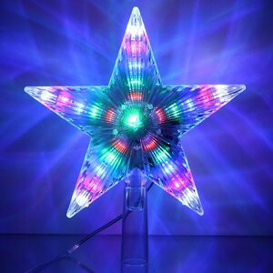 Светящаяся звезда на елку Новогодние Лучи 18 см, 28 разноцветных LED ламп с мерцанием Serpantin фото 1