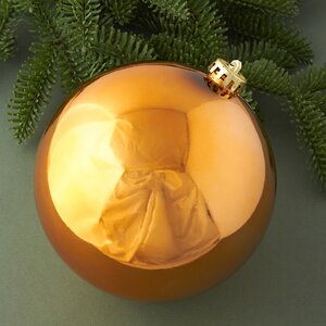 Пластиковый шар Sonder 15 см оранжевый глянцевый Winter Deco фото 1