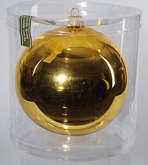 Стеклянный глянцевый елочный шар Royal Classic 15 см золотой Kaemingk фото 2
