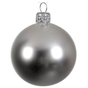 Стеклянный матовый елочный шар Royal Classic 15 см серебряный