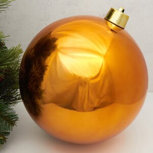 Пластиковый шар Sonder 30 см оранжевый глянцевый Winter Deco фото 1