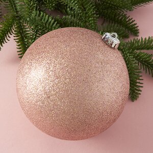 Пластиковый шар Sonder 15 см светло-розовый с блестками Winter Deco фото 1