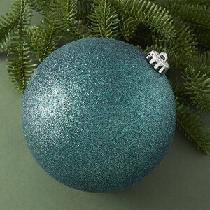 Пластиковый шар Sonder 15 см сине-зеленый с блестками Winter Deco фото 2