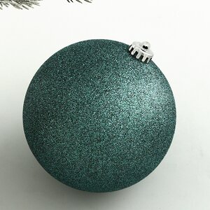 Пластиковый шар Sonder 15 см сине-зеленый с блестками Winter Deco фото 1