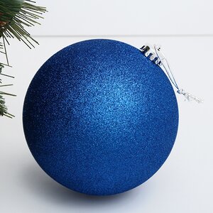 Пластиковый шар Sonder 15 см синий с блестками Winter Deco фото 1