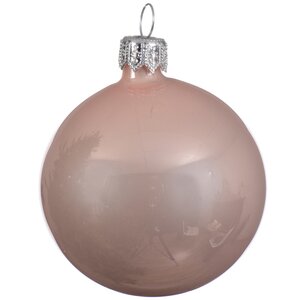 Стеклянный глянцевый елочный шар Royal Classic 15 см розовый бутон