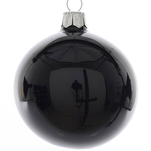 Стеклянный глянцевый елочный шар Royal Classic 15 см черный