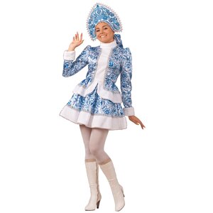 Карнавальный костюм для взрослых Снегурочка Гжель, 46 размер
