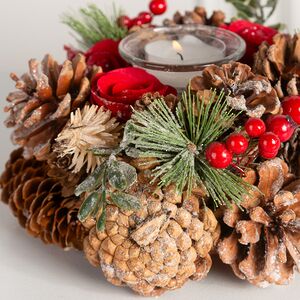 Новогодний подсвечник с шишками и розами Лесная Романтика 19 см Edelman фото 4