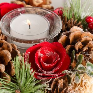 Новогодний подсвечник с шишками и розами Лесная Романтика 19 см Edelman фото 2