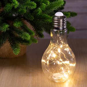 Декоративный стеклянный светильник Лампа Эдисона 19 см прозрачный, батарейки, IP20 Kaemingk фото 1