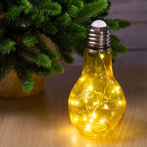 Декоративный стеклянный светильник Лампа Эдисона 19 см золотой, батарейки, IP20 Kaemingk фото 1