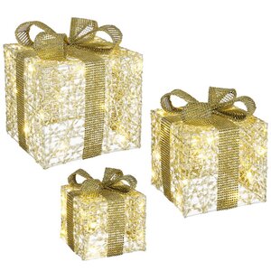 Светящиеся подарки Gold Ampare 13-30 см, 3 шт, 20 теплых белых LED ламп, на батарейках Edelman фото 5