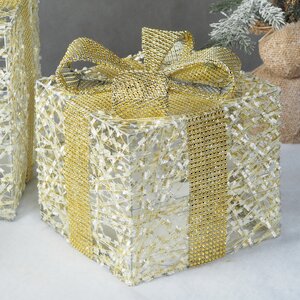 Светящиеся подарки Gold Ampare 13-30 см, 3 шт, 20 теплых белых LED ламп, на батарейках Edelman фото 4