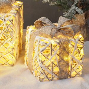 Светящиеся подарки White Moulins 13-30 см, 3 шт, 20 теплых белых LED ламп, на батарейках Edelman фото 2
