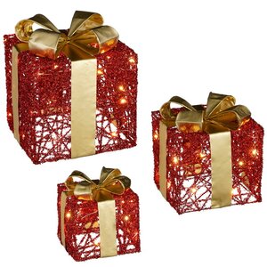 Светящиеся подарки Red Moulins 13-30 см, 3 шт, 25 теплых белых LED ламп, на батарейках Edelman фото 5