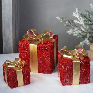 Светящиеся подарки Red Moulins 13-30 см, 3 шт, 25 теплых белых LED ламп, на батарейках Edelman фото 3