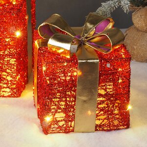 Светящиеся подарки Red Moulins 13-30 см, 3 шт, 25 теплых белых LED ламп, на батарейках Edelman фото 2