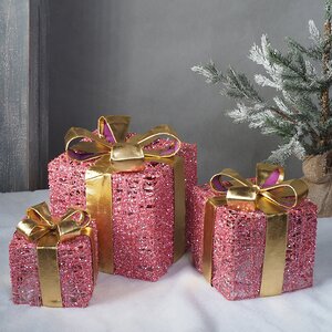 Светящиеся подарки Pink Moulins 13-30 см, 3 шт, 25 теплых белых LED ламп, на батарейках Edelman фото 3