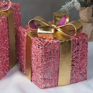 Светящиеся подарки Pink Moulins 13-30 см, 3 шт, 25 теплых белых LED ламп, на батарейках Edelman фото 4