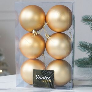 Елочные шары под нанесение Рондо 8 см, 6 шт, золотые матовые, пластик Winter Deco фото 3