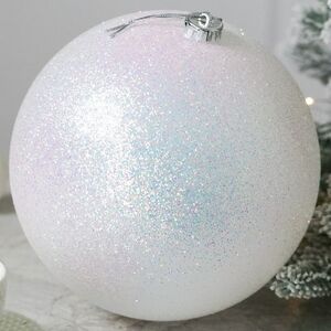 Пластиковый шар Сондер 20 см, белый с блёстками Winter Deco фото 1