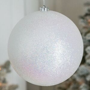 Пластиковый шар Сондер 20 см, белый с блёстками Winter Deco фото 2