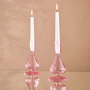 Стеклянный подсвечник Guarani Refinado 16 см розовый Edelman фото 2