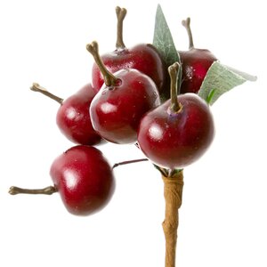 Декоративная ветка Молодильные Яблочки 35 см, красные